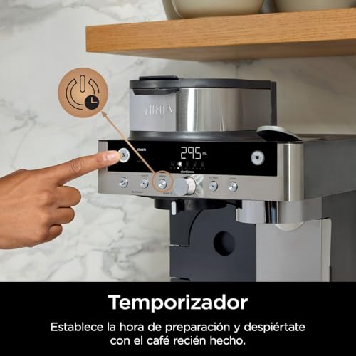 Ninja Prestige Cafetera 2 en 1 de café de filtro y de cápsula con espumadora incorporada, prepara cafés con leche, café helado y flat whites, color negro CFN802EU