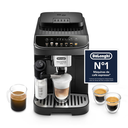 De'Longhi Magnifica Evo Cafetera Superatomática para Café y Cappuccino, ECAM292.81.B, Sistema LatteCrema, 7 Recetas, Negra