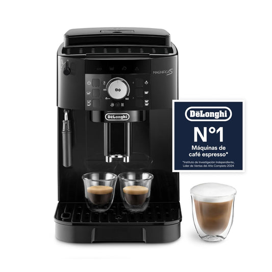 De’Longhi Magnifica S – Perfetto Cafetera Superautomática, Espumador de Leche manual, Espresso y Cappuccino, Panel de Control con Botones, Negro (ECAM11.112.B)