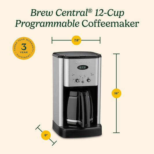 Cuisinart DCC-1200P1 Brew Central Cafetera programable de 12 tazas, jarra, cromo cepillado