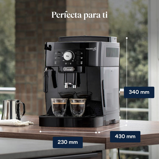 De’Longhi Magnifica S – Perfetto Cafetera Superautomática, Espumador de Leche manual, Espresso y Cappuccino, Panel de Control con Botones, Negro (ECAM11.112.B)